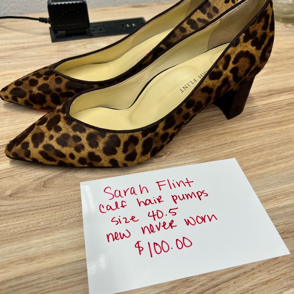 Sarah Flint Brown Leopard Calf Hair Heels